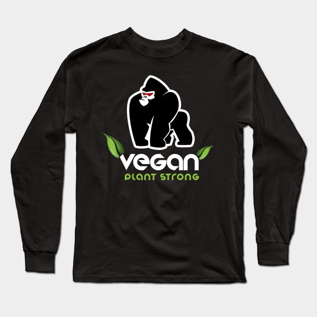 Vegan - Plant Strong Long Sleeve T-Shirt by mbailey003